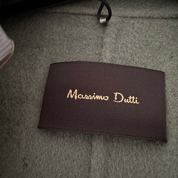 Massimo Dutti Wrap Around Robe Style Wool Coat With Belt in Emerald - Picture 7 of 11